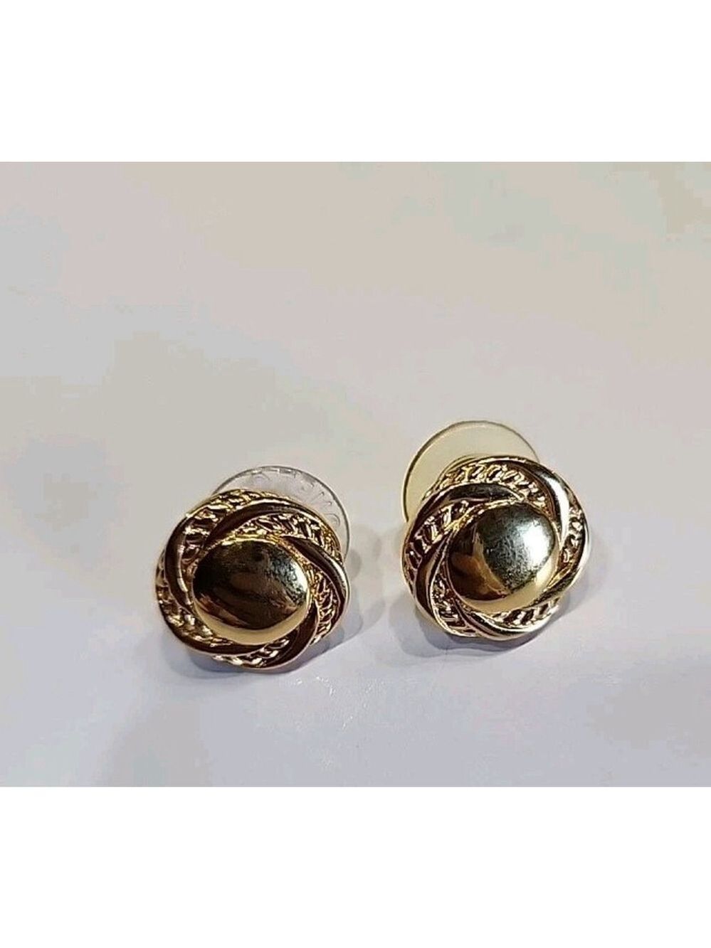 Vintage Monet Gold Tone Dome Rope Swirl Twist Earrings